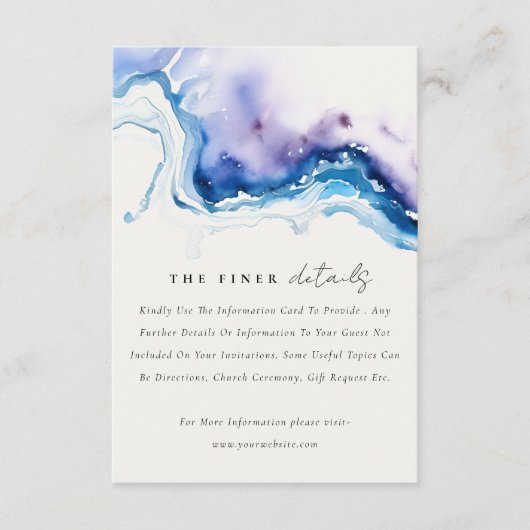 Carte D'accompagnement Chic Minimal Coastal Sea Beach Wedding Details (Devant)