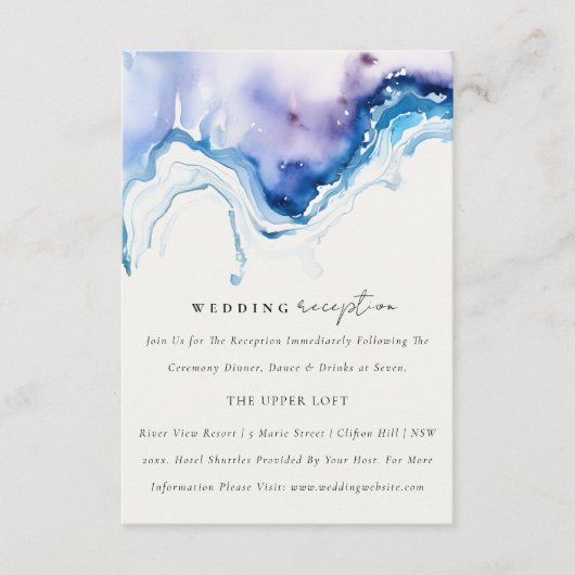 Carte D'accompagnement Chic Minimal Coastal Sea Beach Wedding Reception (Devant)