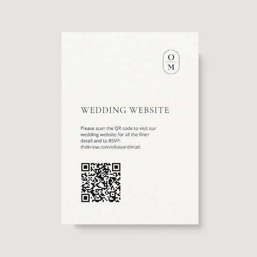 Carte D'accompagnement Chic Minimalist Monogram QR Wedding Website