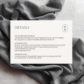 Carte D'accompagnement Chic Minimalist Monogram Wedding Details Enclosure