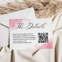 Chic Modern rose Aquarelle Mariage QR Code Détail