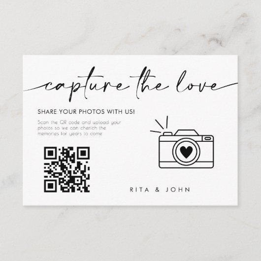 Carte D'accompagnement Chic Modern Script Capture Le code Love QR (Devant)