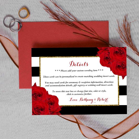 Carte D'accompagnement Chic Moderne Luxe Mariage Collection - Roses rouge