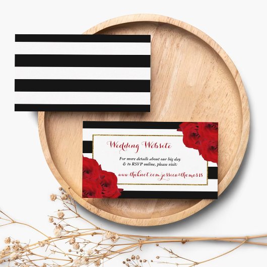 Carte D'accompagnement Chic Moderne Luxe Mariage Collection - Roses rouge