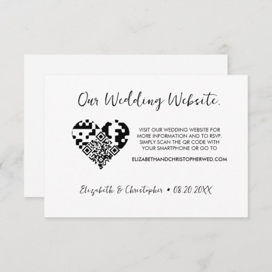 Carte D'accompagnement Chic Moderne site Mariage coeur QR code RSVP (Devant / Derrière)