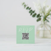 Carte D'accompagnement Chic Monnaie vert Mariage de script blanc QR Code  (Debout devant)