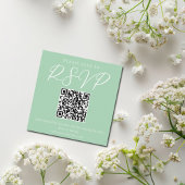 Carte D'accompagnement Chic Monnaie vert Mariage de script blanc QR Code 