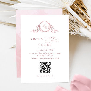Carte D'accompagnement Chic Monogram Dusty Rose RSVP Online QR Code
