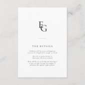 Carte D'accompagnement Chic Monogram Modern Wedding Details (Devant)