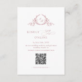 Carte D'accompagnement Chic Monogram Rose Poussiéreuse Code QR RSVP en li (Devant)