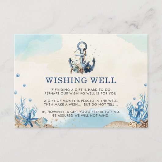 Carte D'accompagnement Chic Nautical Ancre Beach Mariage moderne (Devant)