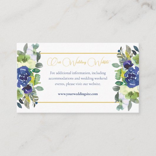 Carte D'accompagnement Chic Navy Aquarelle Roses Moutarde Site Web de Mar (Devant)