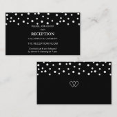 Carte D'accompagnement Chic Pearl Confetti sur le Mariage noir (Devant / Derrière)