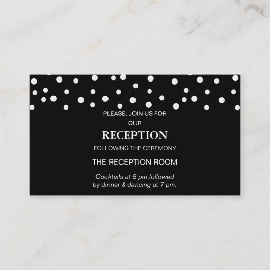 Carte D'accompagnement Chic Pearl Confetti sur le Mariage noir (Devant)