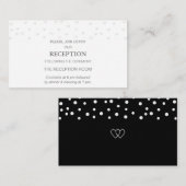 Carte D'accompagnement Chic Pearl Confetti sur le Mariage noir et blanc (Devant / Derrière)