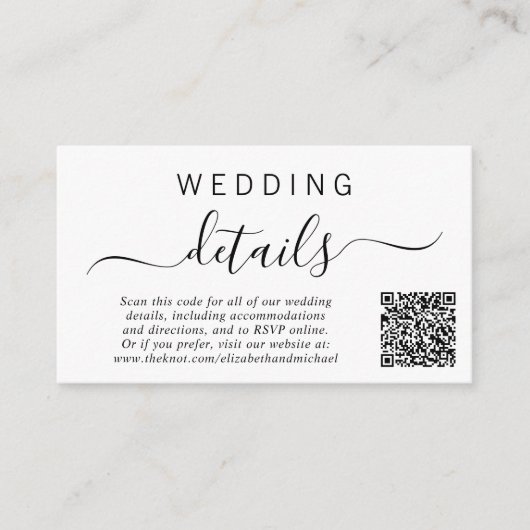 Carte D'accompagnement Chic Photo QR Code Détails du Mariage (Devant)