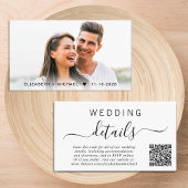 Carte D'accompagnement Chic Photo QR Code Détails du Mariage