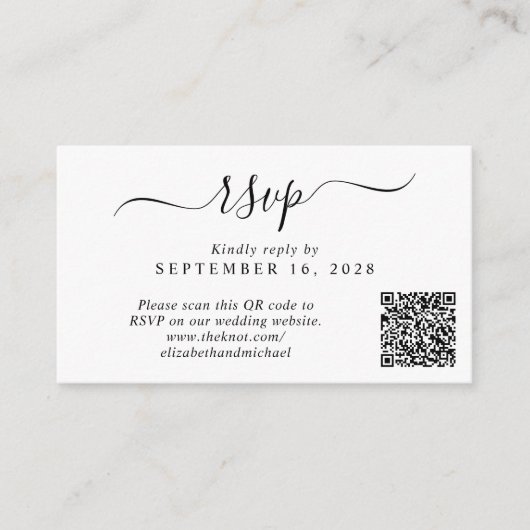 Carte D'accompagnement Chic Photo QR Code Mariage RSVP (Devant)