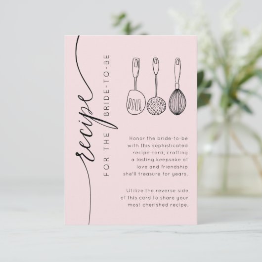 Carte D'accompagnement Chic Pink Recipe Keepsake Bridal Shower (Debout devant)