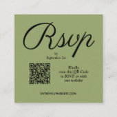 Carte D'accompagnement Chic QR Code Mariage vert (Devant)