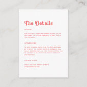 Carte D'accompagnement Chic Retro Summer Coral rose Mariage Détails (Devant)