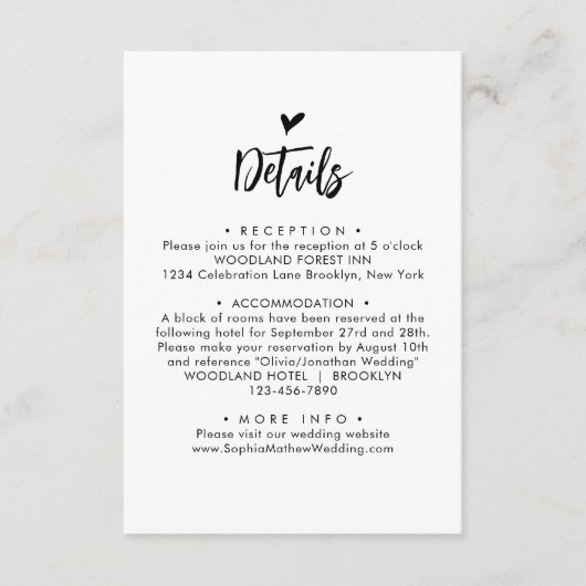 Carte D'accompagnement Chic Romantique Lovely Heart Script Monogramme Mar (Devant)