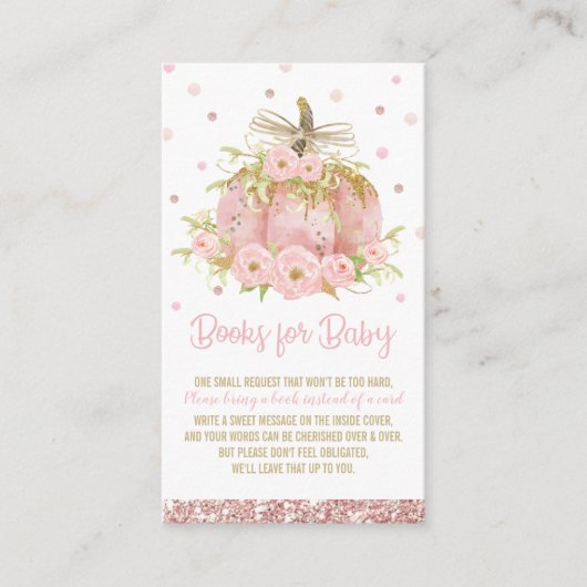 Carte D'accompagnement Chic rose Citrouille Baby shower fille apporter un (Devant)