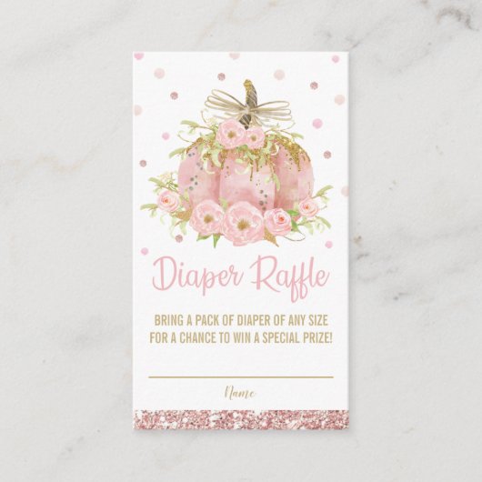 Carte D'accompagnement Chic rose Citrouille Baby shower fille Déchets Raf (Devant)
