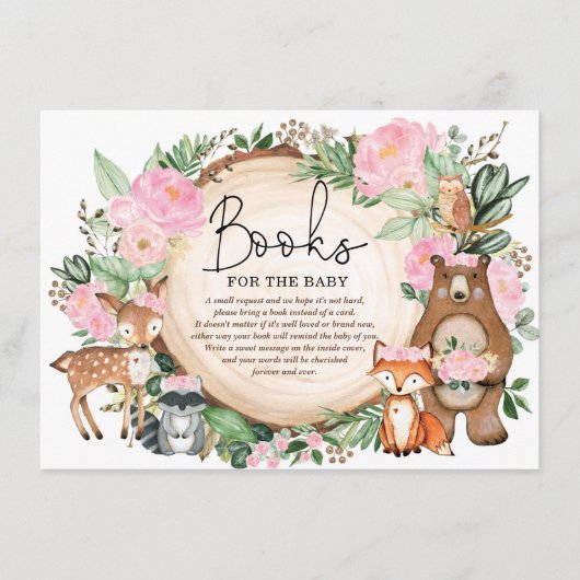 Carte D'accompagnement Chic rose Floral Woodland Greenery Livres pour béb (Devant)