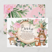Carte D'accompagnement Chic rose Floral Woodland Greenery Livres pour béb (Devant / Derrière)