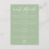 Carte D'accompagnement Chic Sage Green Baby Shower Event Details (Devant)
