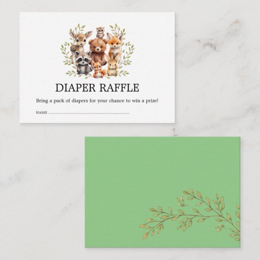 Carte D'accompagnement Chic Sage Greenery Bois Animaux Plongeur Raffle (Devant / Derrière)
