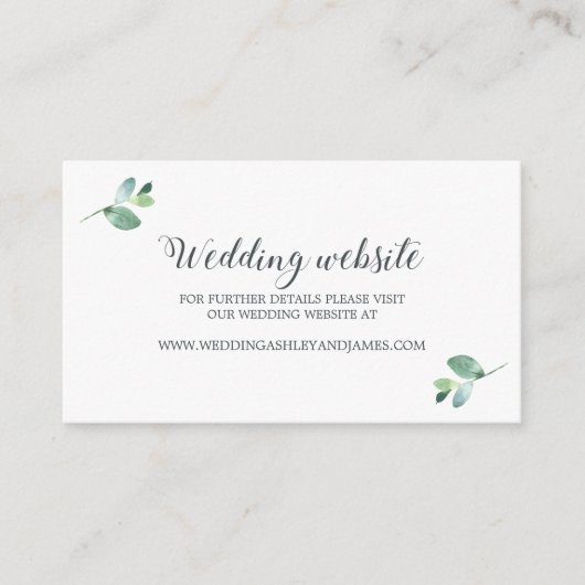 Carte D'accompagnement Chic Script Eucalyptus Foliage Site Mariage (Devant)