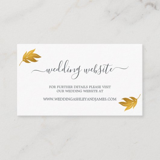 Carte D'accompagnement Chic Script Gold Leaf Mariage site (Devant)