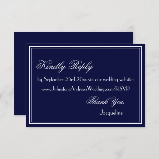 Carte D'accompagnement Chic script simple élégant site de mariage RSVP (Devant / Derrière)
