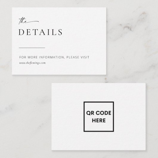 Carte D'accompagnement Chic + Simple Moderne Mariage QR Code (Devant / Derrière)