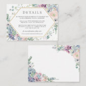 Carte D'accompagnement Chic Succulents Floral Greenery Détails du Mariage (Devant / Derrière)