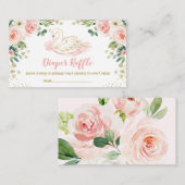 Carte D'accompagnement Chic Swan Princess Blush Gold Floral Diaper Raffle (Devant / Derrière)