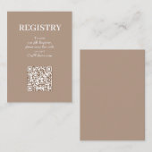 Carte D'accompagnement Chic Tan Wedding Registry QR Code (Devant / Derrière)