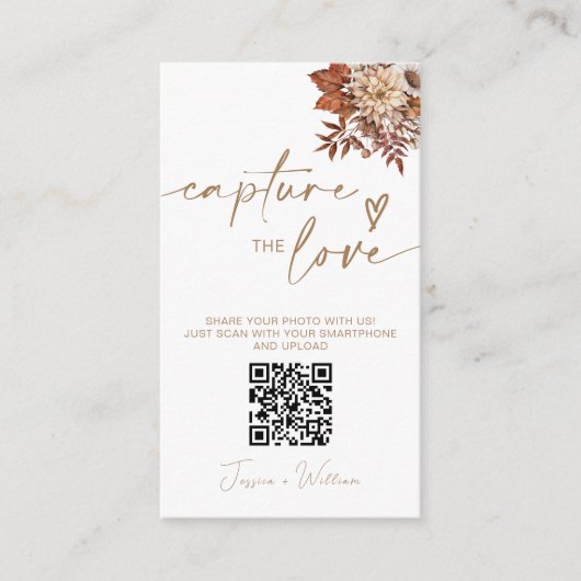 Carte D'accompagnement Chic Terracotta Floral Capture Le Code QR Amour (Devant)
