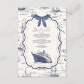 Carte D'accompagnement Chic Toile Nautique de Jouy Bow Mariage (Devant)