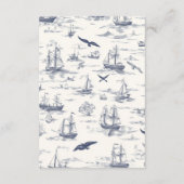 Carte D'accompagnement Chic Toile Nautique de Jouy Bow Mariage (Dos)