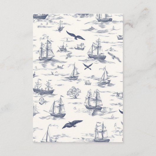 Carte D'accompagnement Chic Toile Nautique de Jouy Bow Mariage (Dos)