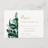 Carte D'accompagnement Chic Tropical Monstera Foliage Vert Mariage Rsvp (Devant)