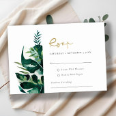 Carte D'accompagnement Chic Tropical Monstera Foliage Vert Mariage Rsvp