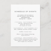 Carte D'accompagnement Chic Typographie Mariage Week-end Calendrier des é (Devant)