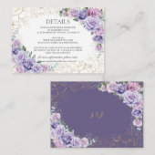Carte D'accompagnement Chic violet Lavande Lavande Florale Détails du Mar (Devant / Derrière)