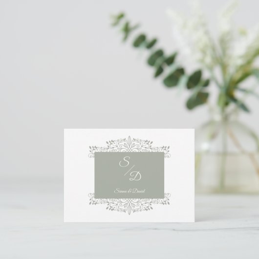 Carte D'accompagnement Chic Wedding Ornamental Initials Coronavirus (Debout devant)