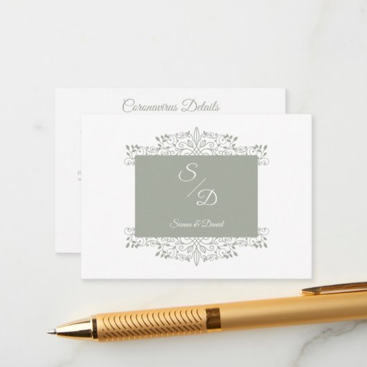 Carte D'accompagnement Chic Wedding Ornamental Initials Coronavirus (Devant/Arrière en situation)