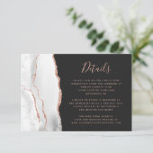 Carte D'accompagnement Chic White Rose Or Agate Dark Mariage Détails (Debout devant)